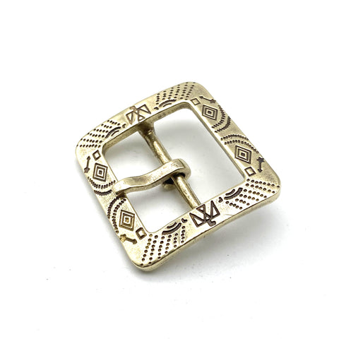Brass Indian Symbol Center Pin Buckle 1 1/2'' Leather Belt Buckle