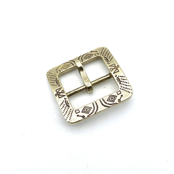 Brass Indian Symbol Center Pin Buckle 1 1/2'' Leather Belt Buckle