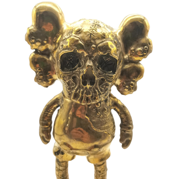 Cute Brass KAWS Statue Bronze Bear Sculpture House&Office Decoration Ornament,Lougher Contemporary KAWS: Holiday Space companion