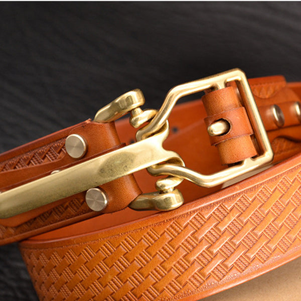 Handmade Littleton Cavalry Leather Belt Mens Street Wear Belts 