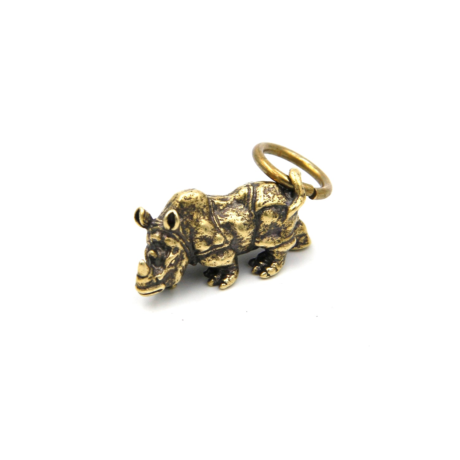 Brass Rhinoceros Keyring,Children's Gifts Kids Keychain Charm Pendant