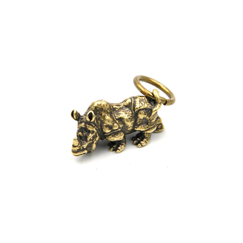 Brass Rhinoceros Keyring,Children's Gifts Kids Keychain Charm Pendant