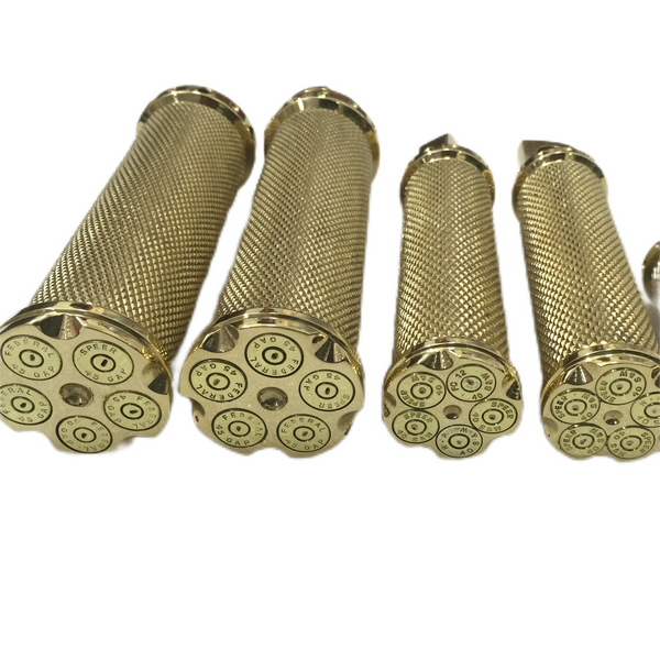 Motorcycle Brass Handlebar Grips+Foot Pedal+Shift Peg 5pcs/Set Custom Bullets Brass Grips