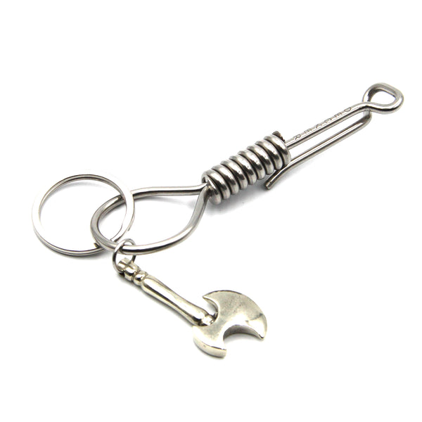 Mens Casual Belt Keychain Stainless Wirewrapped Key Manager Holder with Ax