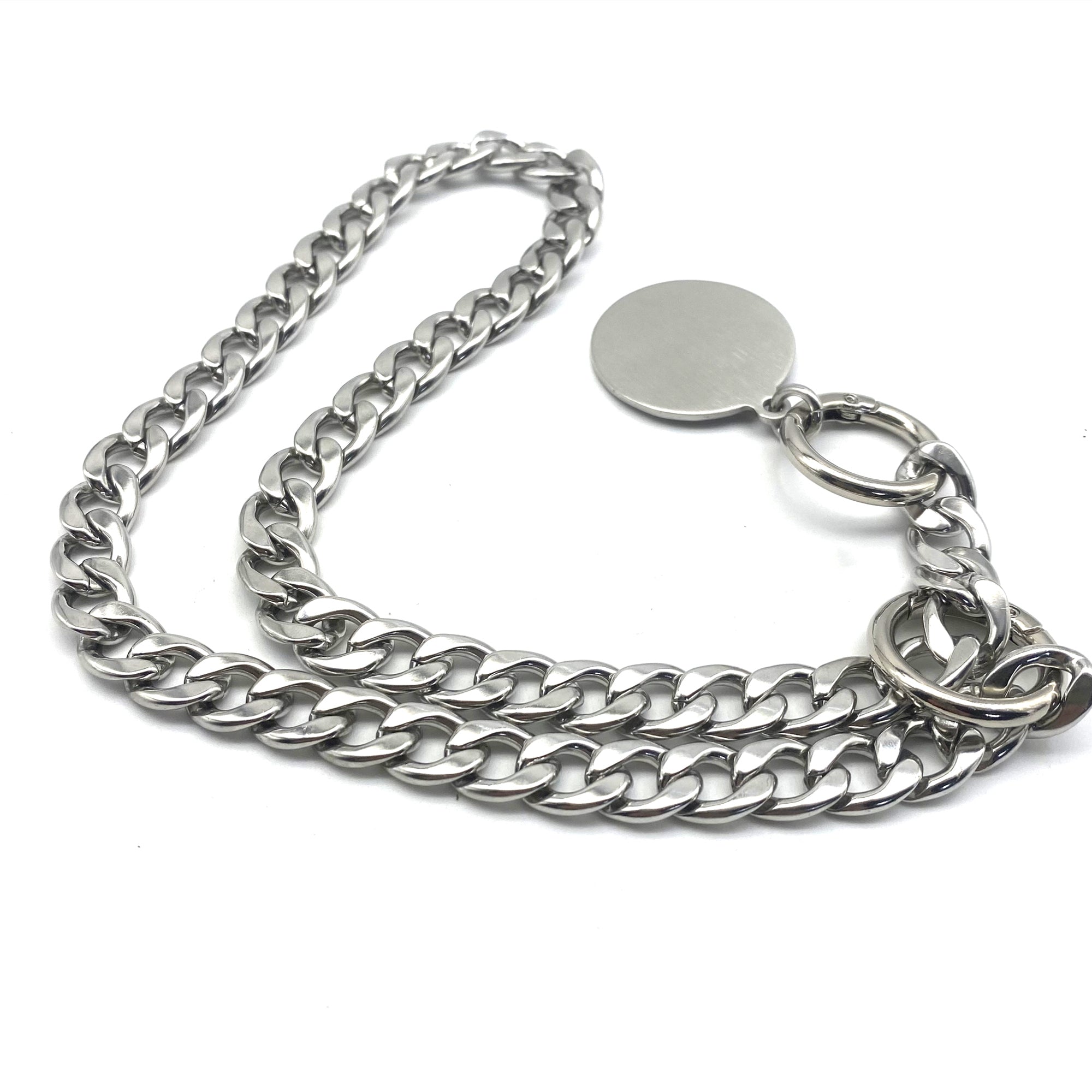 Custom Stainless Dog Collar Chain Spring Ring Closure Pets Choke Collar,Personalized Name Tag