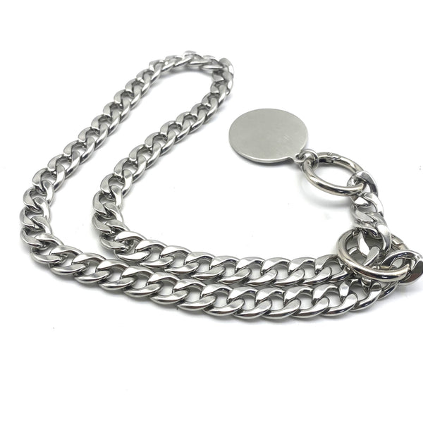 Custom Stainless Dog Collar Chain Spring Ring Closure Pets Choke Collar,Personalized Name Tag