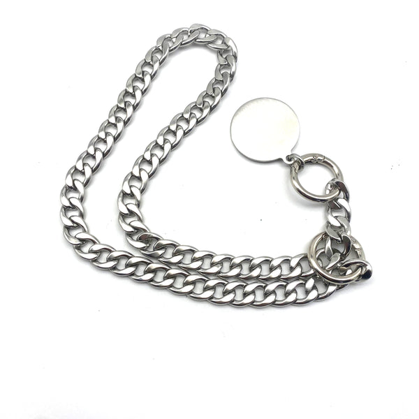 Custom Stainless Dog Collar Chain Spring Ring Closure Pets Choke Collar,Personalized Name Tag