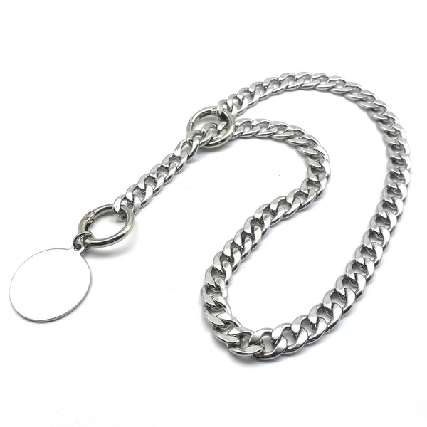 Custom Stainless Dog Collar Chain Spring Ring Closure Pets Choke Collar,Personalized Name Tag