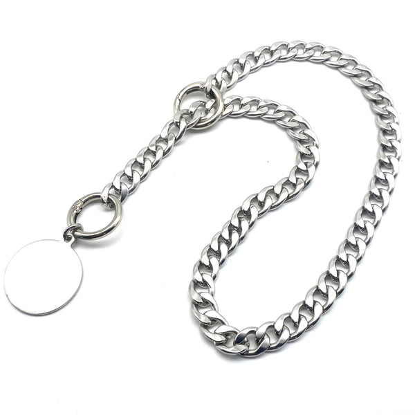 Custom Stainless Dog Collar Chain Spring Ring Closure Pets Choke Collar,Personalized Name Tag