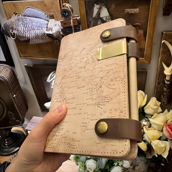 Navigation Map Leather Notebook Medieval Europe Logbook A6 Journal