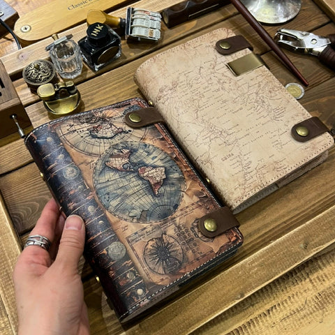 Navigation Map Leather Notebook Medieval Europe Logbook A6 Journal
