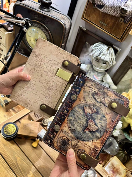 Navigation Map Leather Notebook Medieval Europe Logbook A6 Journal