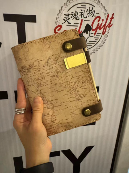 Navigation Map Leather Notebook Medieval Europe Logbook A6 Journal