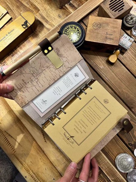 Navigation Map Leather Notebook Medieval Europe Logbook A6 Journal