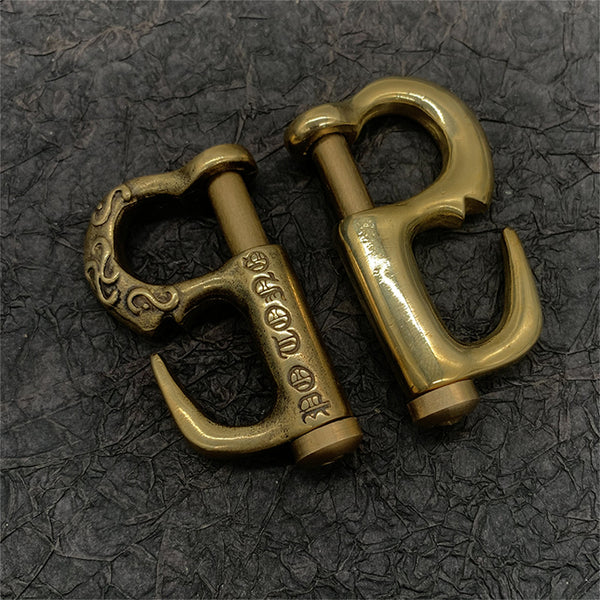 Jib Snap Hook,Solid Brass Spring Keychain Hook Navy Style Key Holder Key Chain