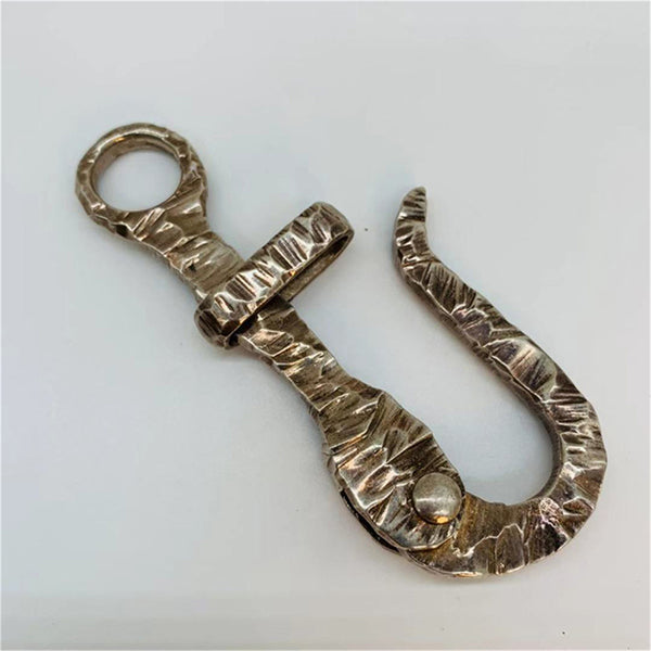 Vintage Finish Sterling Silver Buckle Pirate Hook Design Leather Belt Clip Design Buckle