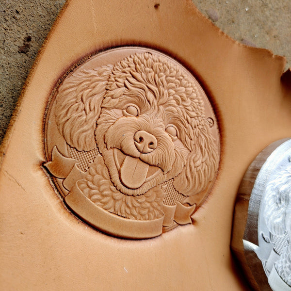 Leather Craft Shaping Mold,Poodle Design,Leather Embossed Mold,Veg Tanned Cowhide Cold Press Stamp Mold
