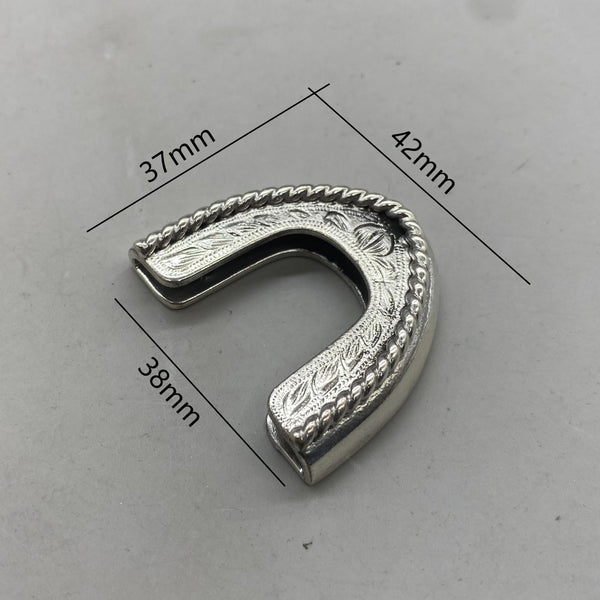 925 Sterling Silver Buckle Women Carved Leather Belt Buckle Tang Grass Buckle Kit