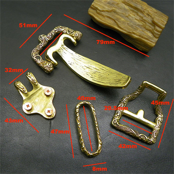 Tangcao Style Engraved Littleton Cavalry Bronze Belt Buckles Retro Finish,Handmade Leather Belt Fitting Tool