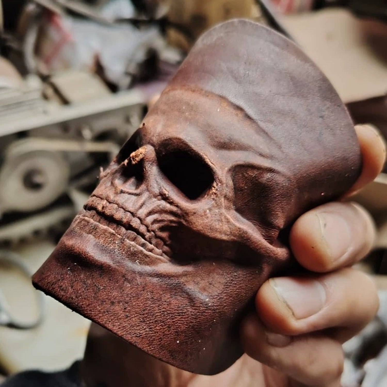 Veg Cowhide 3D Skull Mold Leather Shape Mold ,Veg Tanned Cowhide Cold Press Stamp Mold