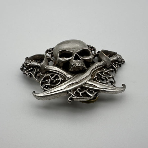 Solid Steriling Silver Skull Buckle Artist Belt Buckle Musician Buckle
