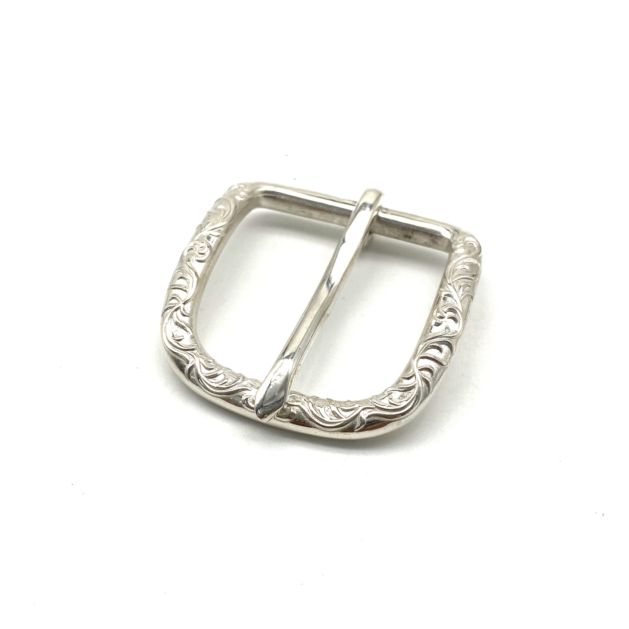 925 Sterling Silver Belt Buckle with Flower 