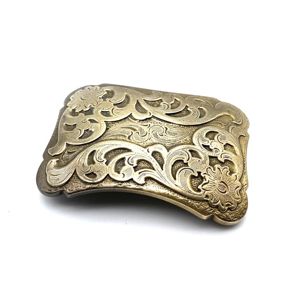 Brass Flower Buckle Leather Belt Fastener Closure,Carved Strap Buckle 1 1/2''