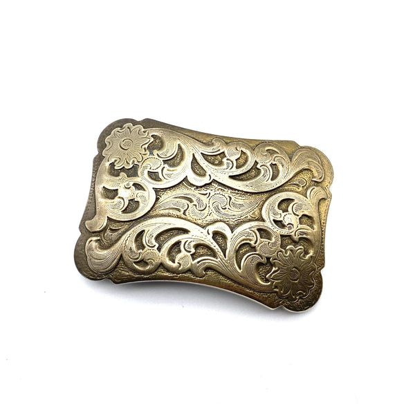 Brass Flower Buckle Leather Belt Fastener Closure,Carved Strap Buckle 1 1/2''
