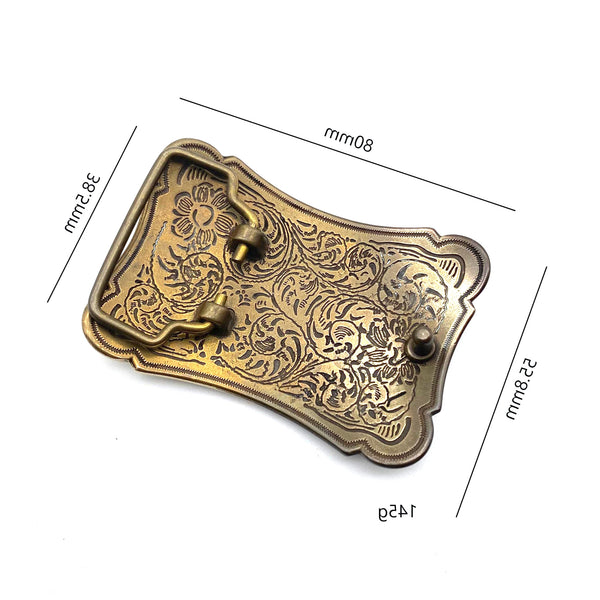 Brass Flower Buckle Leather Belt Fastener Closure,Carved Strap Buckle 1 1/2''
