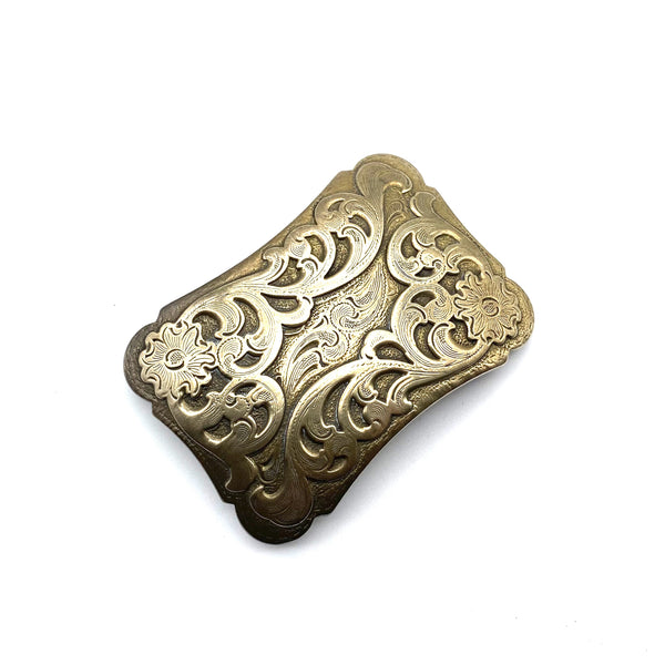Brass Flower Buckle Leather Belt Fastener Closure,Carved Strap Buckle 1 1/2''