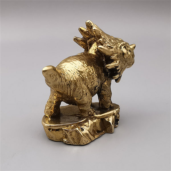 Brass Art Triceratops Sculpture Home&Office Decoration Figurine Desk Statue Ornaments