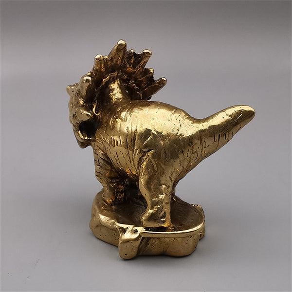 Brass Art Triceratops Sculpture Home&Office Decoration Figurine Desk Statue Ornaments