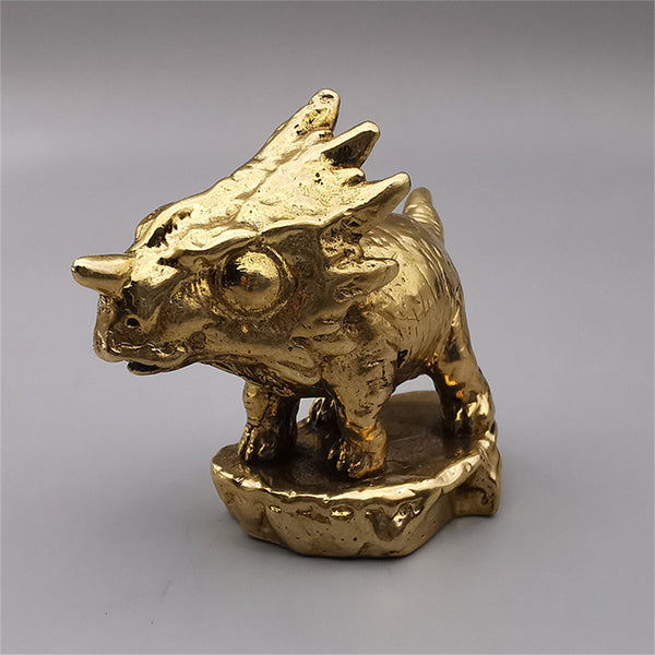 Brass Art Triceratops Sculpture Home&Office Decoration Figurine Desk Statue Ornaments