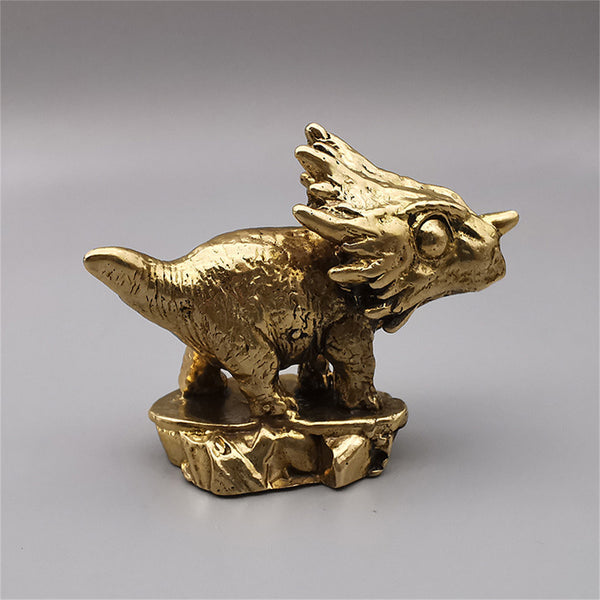 Brass Art Triceratops Sculpture Home&Office Decoration Figurine Desk Statue Ornaments