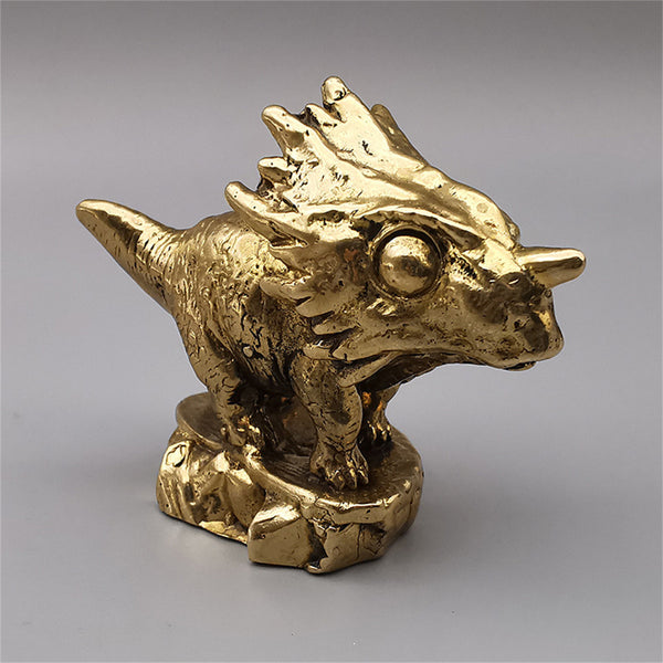 Brass Art Triceratops Sculpture Home&Office Decoration Figurine Desk Statue Ornaments