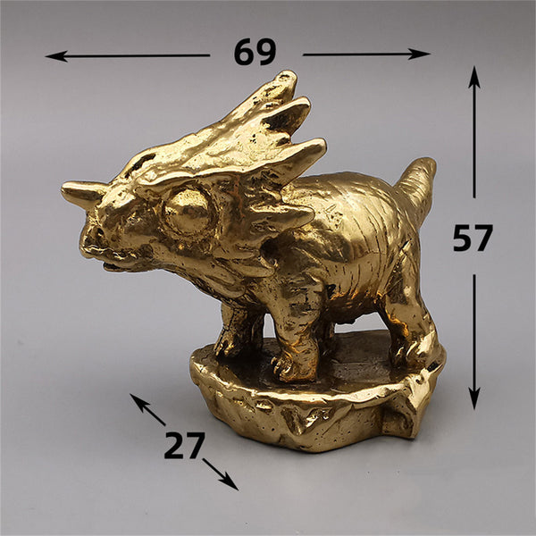 Brass Art Triceratops Sculpture Home&Office Decoration Figurine Desk Statue Ornaments