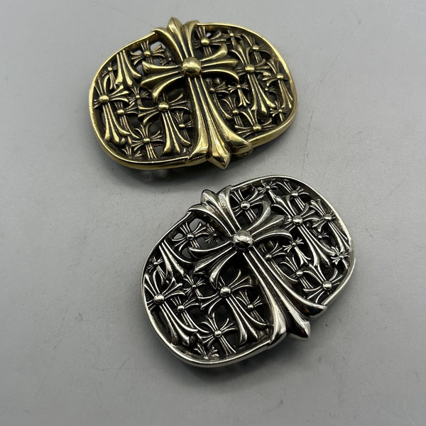 Handmade Cross heart Brass Sliver Leather Belt Buckle