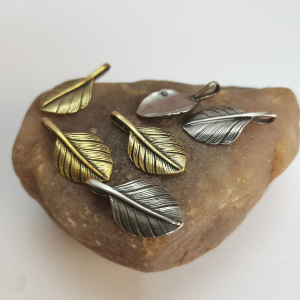 Brass Charm Feathers Decoration Accessories Jewelry Finding Necklace Making #Sales - Pendants