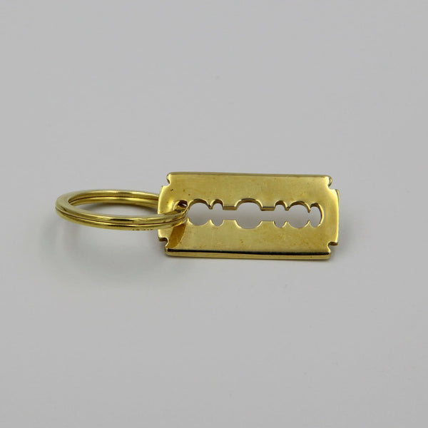 Brass Razor Blade Keychain Charm