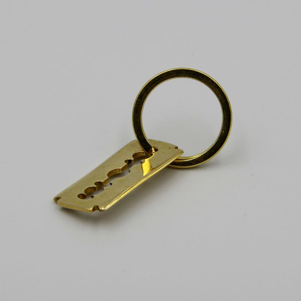 Brass Razor Blade Keychain Charm