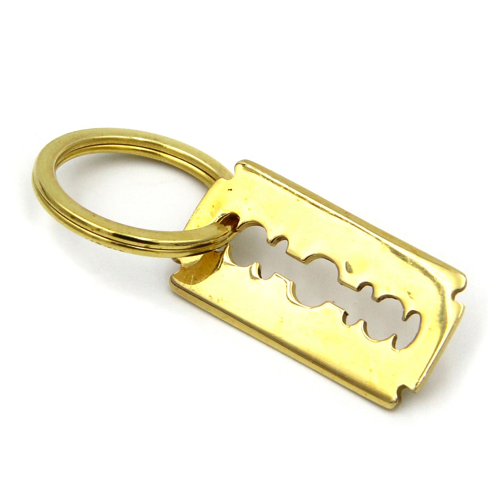 Brass Razor Blade Keychain Charm