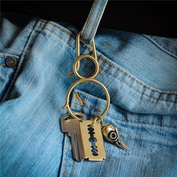 Brass Razor Blade Keychain Charm