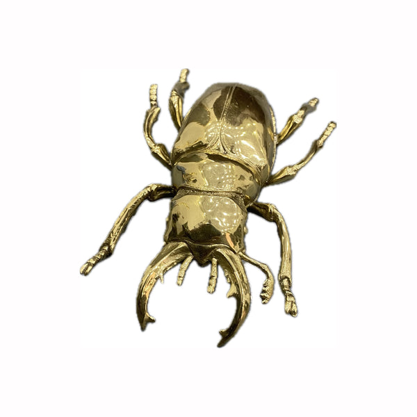 Golden Brass Scarab Beetle Sculpture - Handcrafted Egyptian Decor, Unique Home Gift, Collectible Figurine