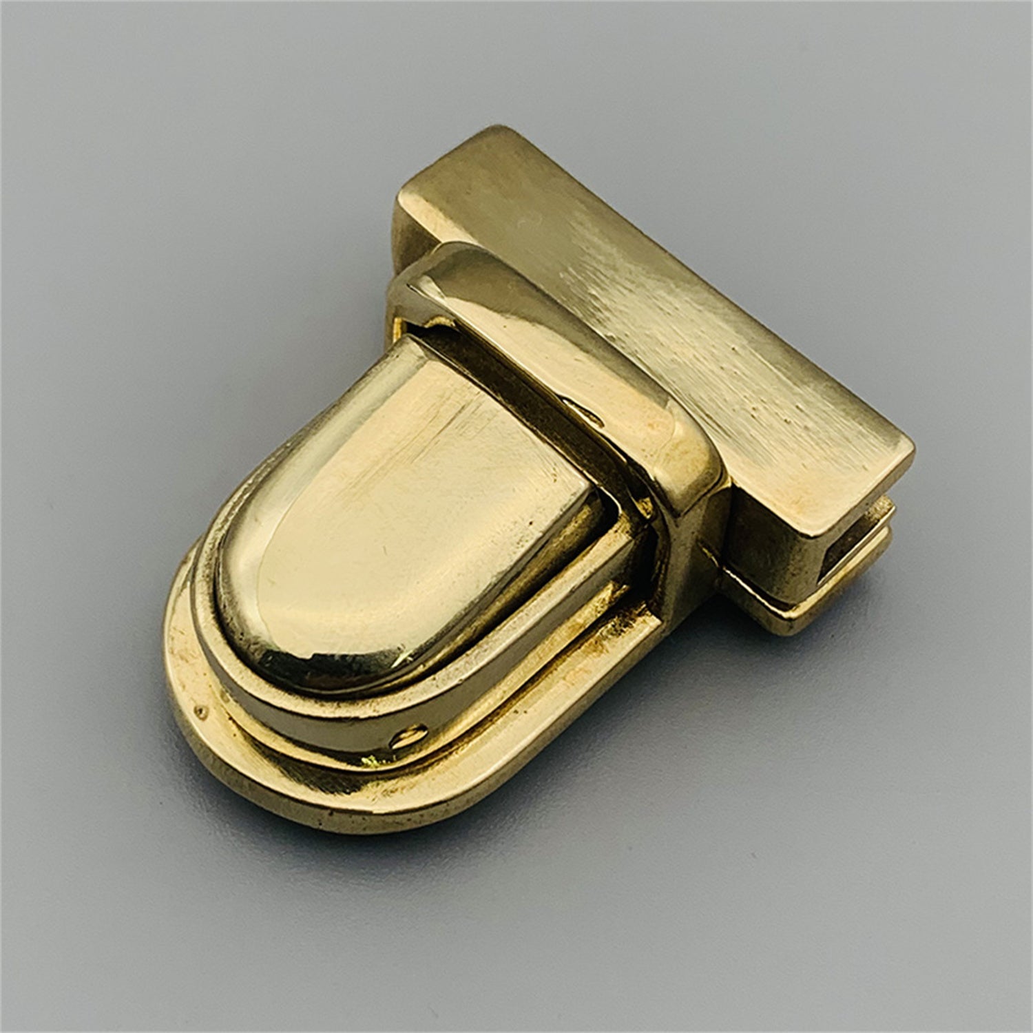 Brass thumb lock, leather bag snap lock, brass catch lock, flat