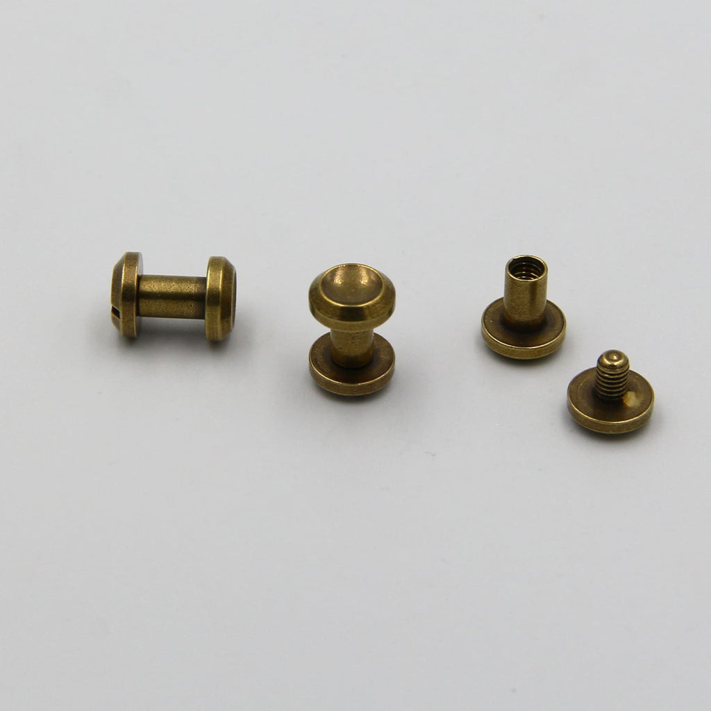 Arc Shape Brass Chicago Rivets 10x (4-15mm) Leather Craft Screw Post B –  Metal Field Shop