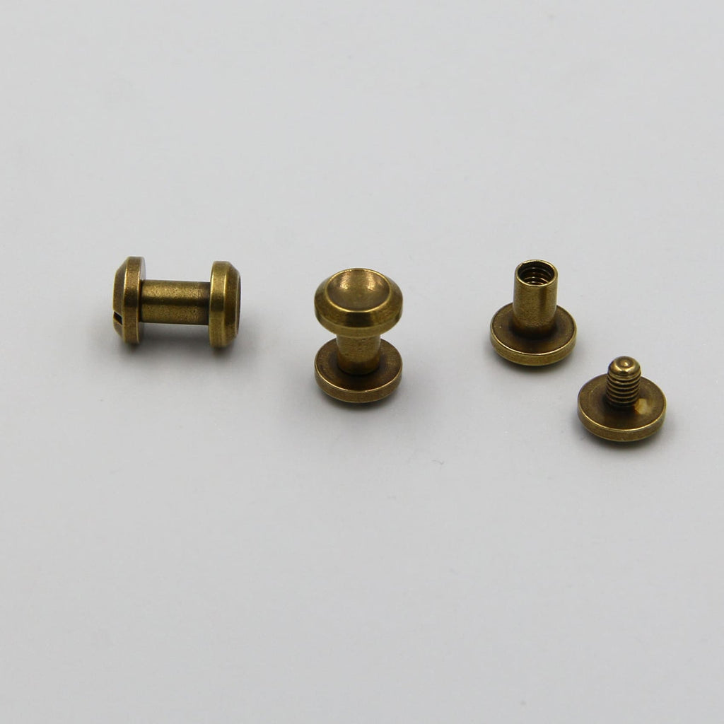 5-50pc Solid Brass Chicago Screw Nail Stud Bind Rivet For Belt Wallet  4-20mm