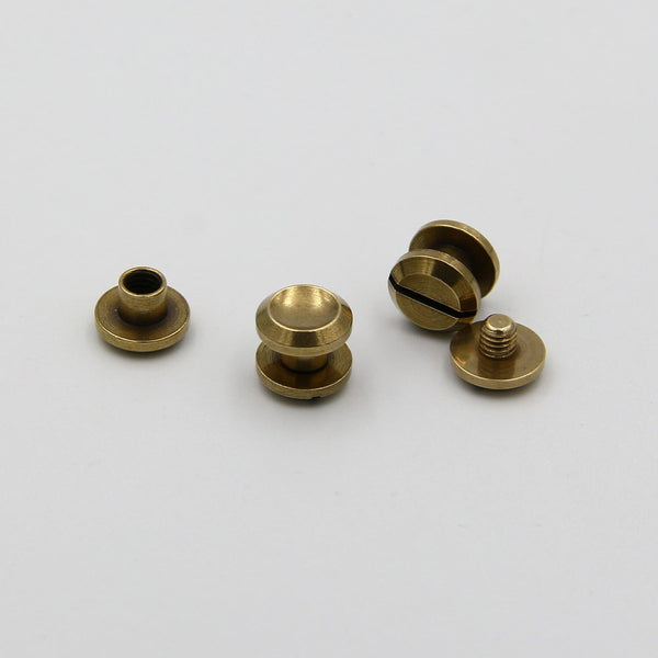 Bronze Chicago Screw Button Concave Cap Leather Craft Rivets Purse Wallet Belt Fastener Studs 4/5/6/8/10mm - Screw Posts