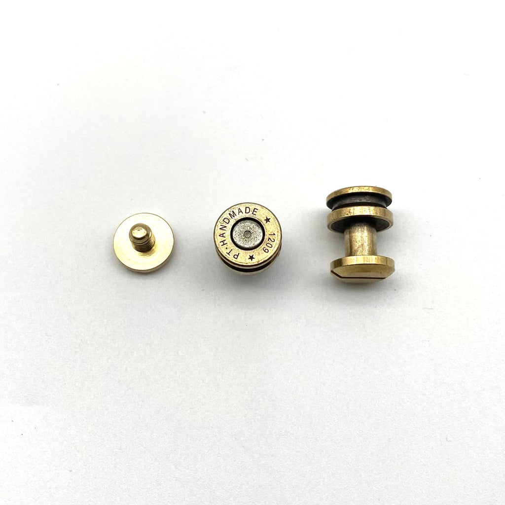 Agatige 20 Set Brass Rivets for Leather Work, Round Head  Fasteners Belt Screws Nut Kit for Luggage Hardware(10X8mm) : Industrial &  Scientific