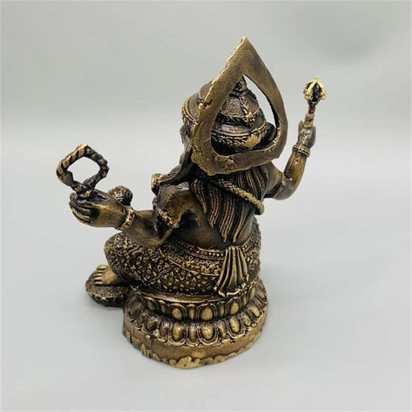 Copper Elephant Statue Sculpture Sandstone Ganesha Buddha Handmade Figurine,Brass Gifts Handmade,Restaurant Idol,Ganesha Buddha - Brass