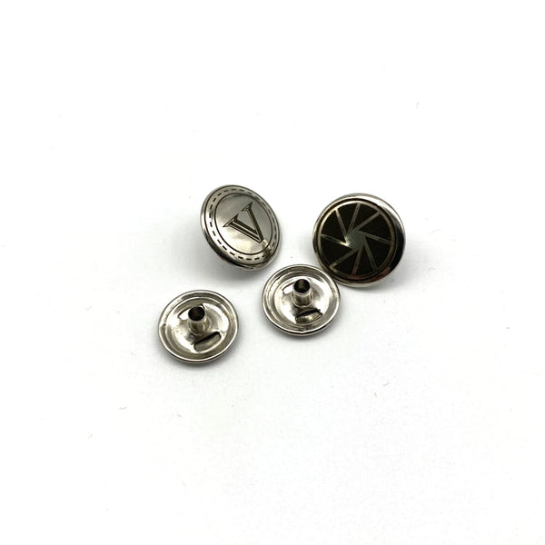 Custom Brand Logo/Text Silver Plated Snap Button Leather Fastener Closure 4size 8/10/12.5/15mm/Leather Craft Snaps/Fastener Button Purse Clasp Bag Sewing